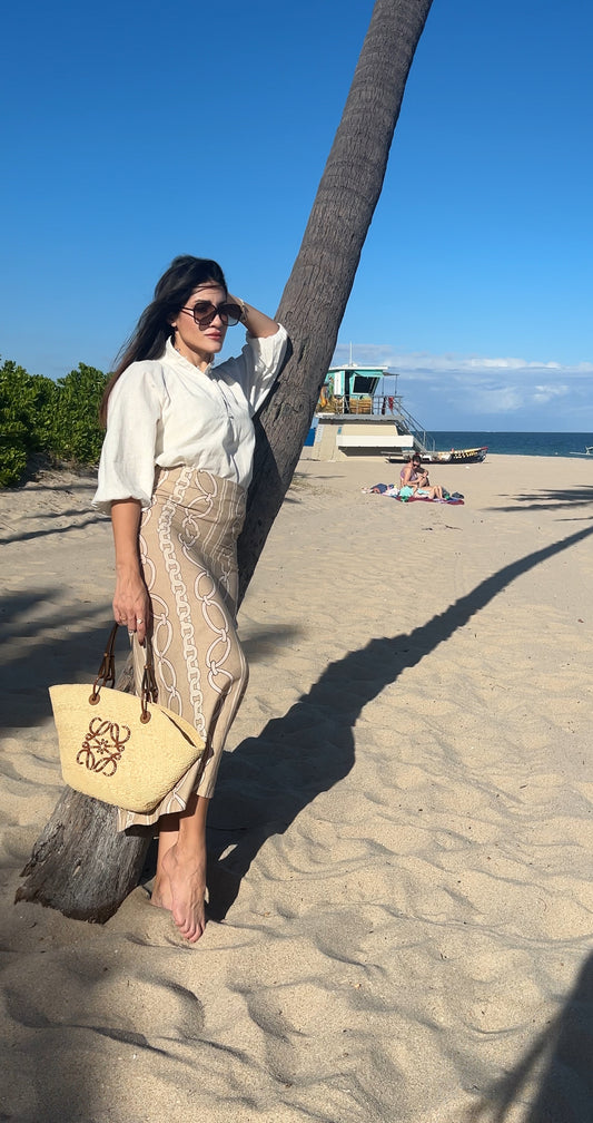 Chain Print Maxi Skirt