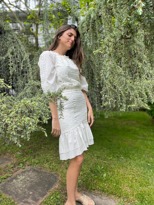 White lattice dress