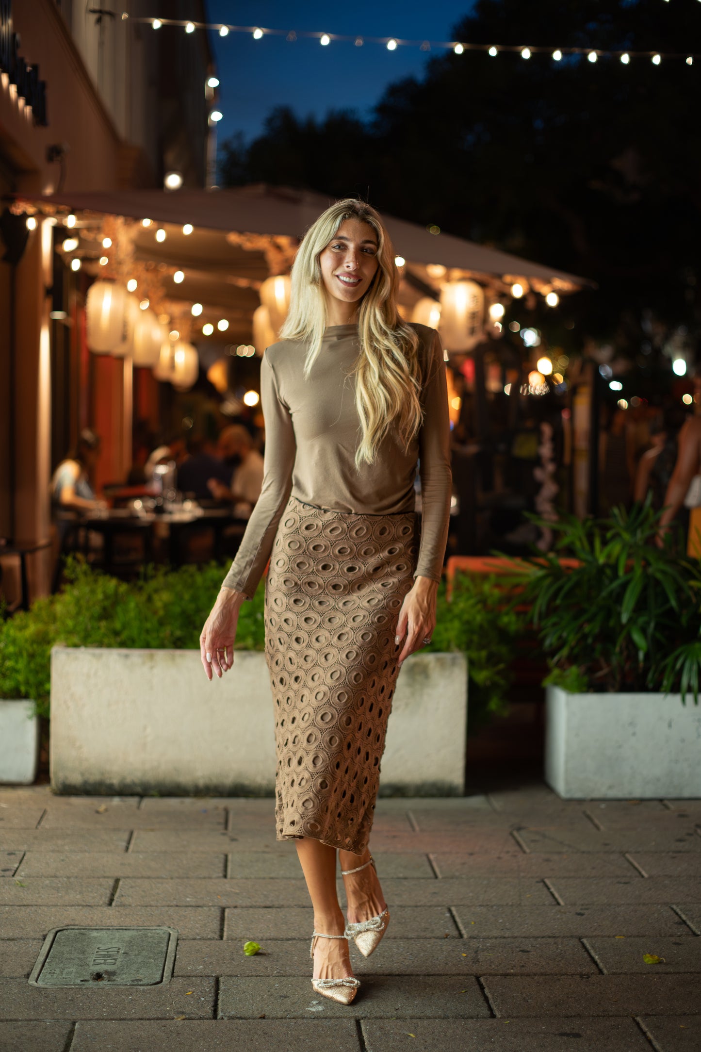Brown/Chocolate Crochet Skirt Midi