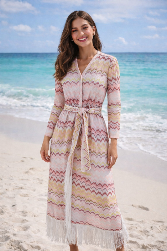 Knitted Maxi Fringe Dress