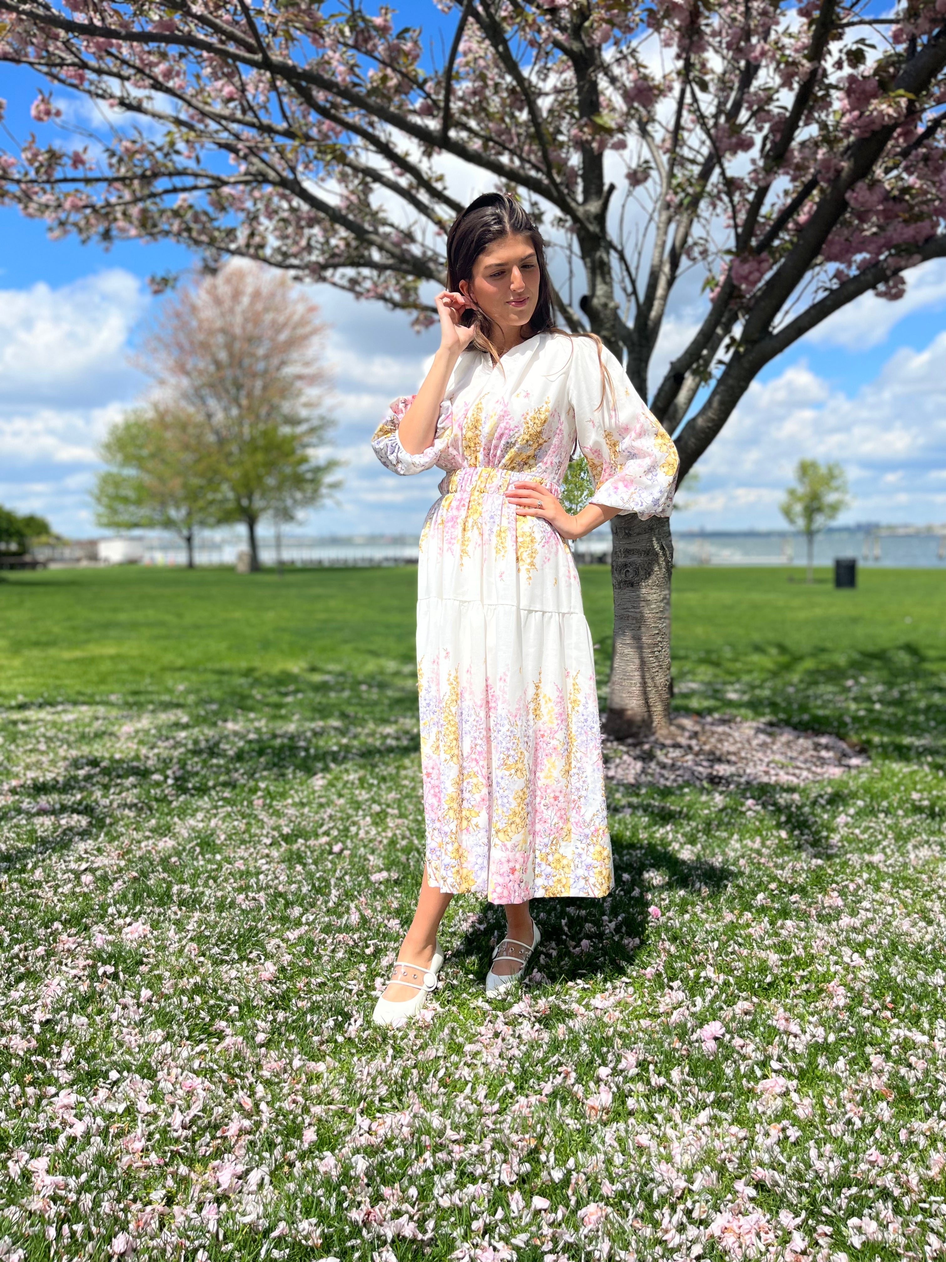 natalie floral smocked midi dress Natalie