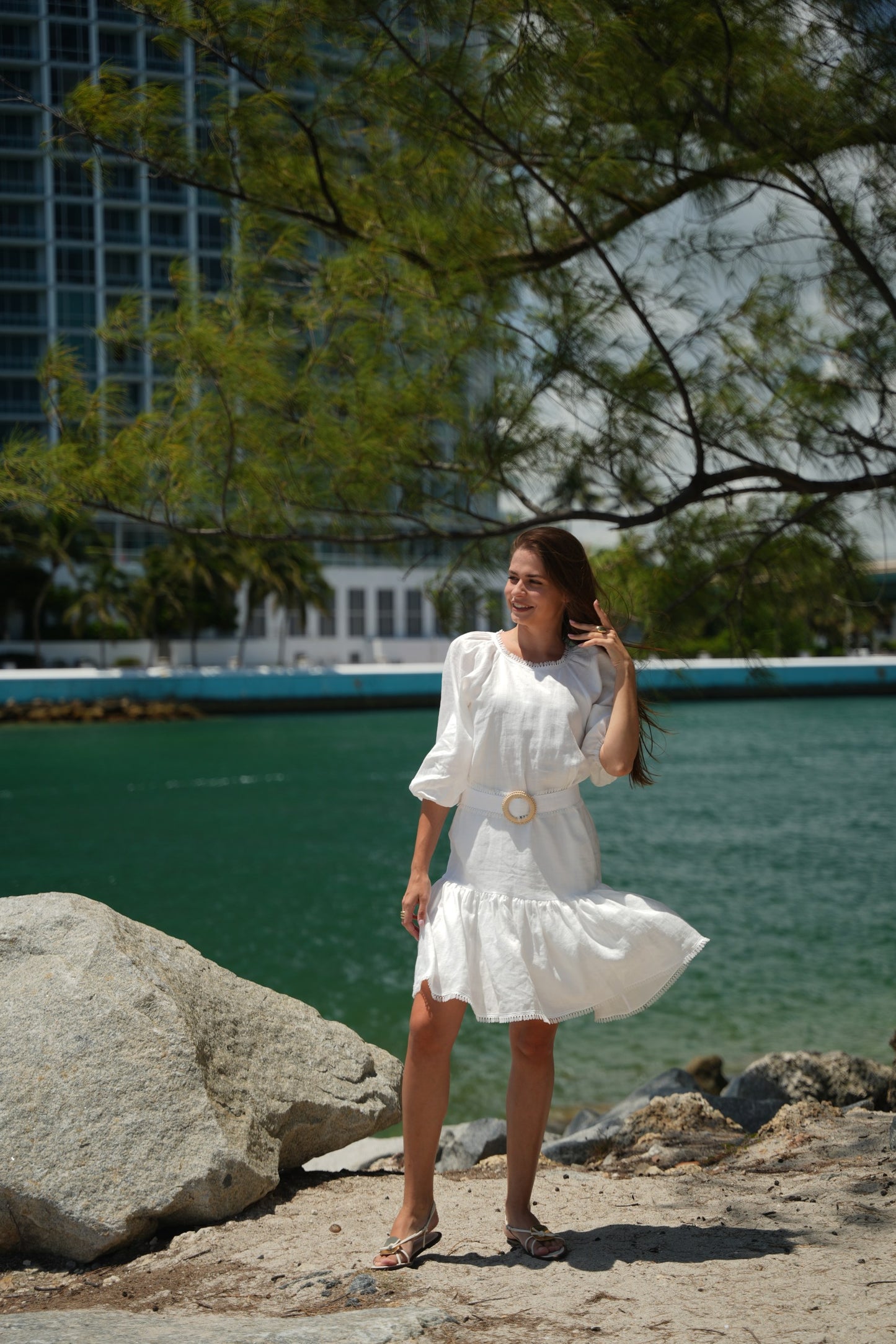Ramie belted dress