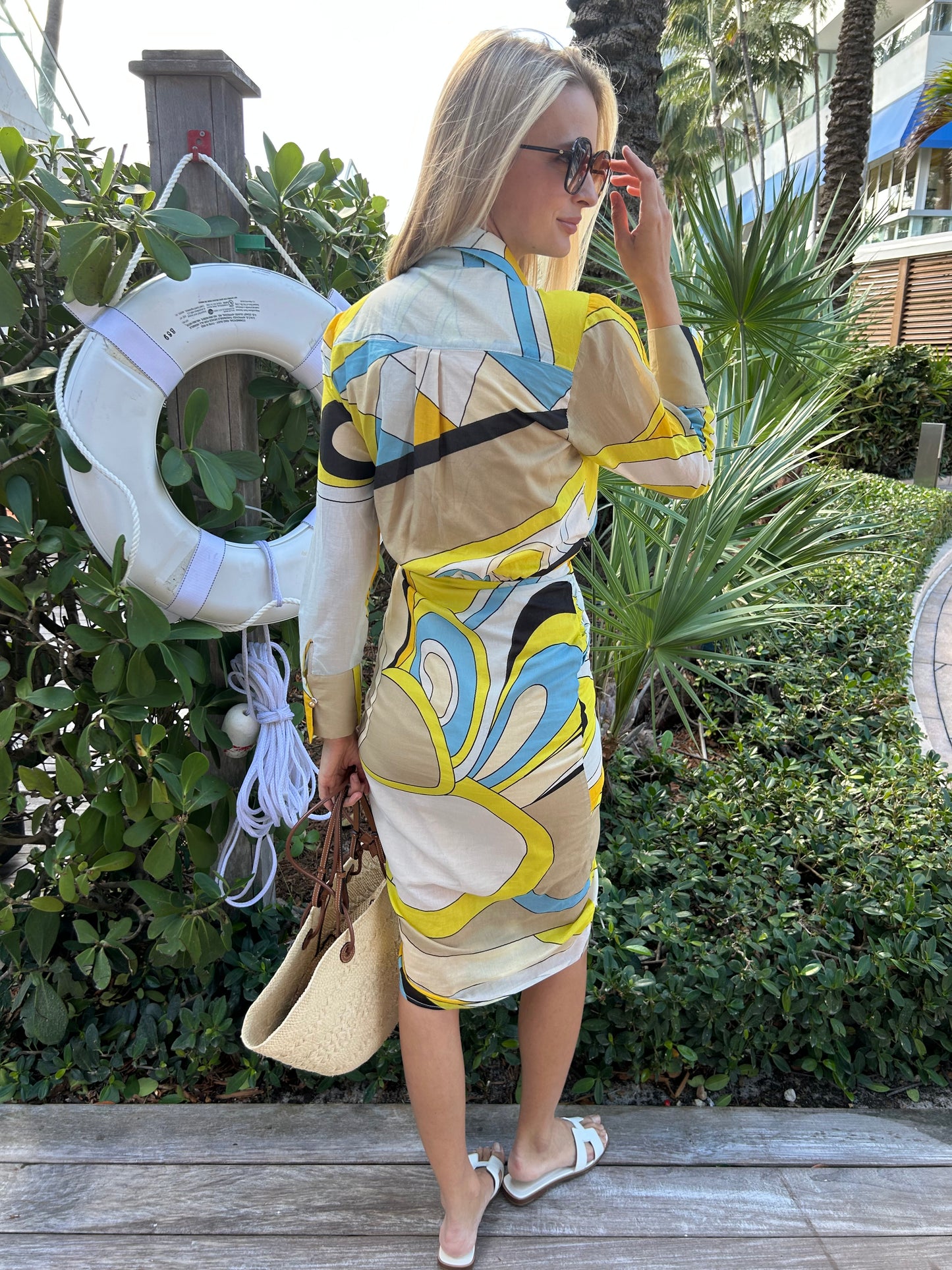 Geo Print Wrap Dress