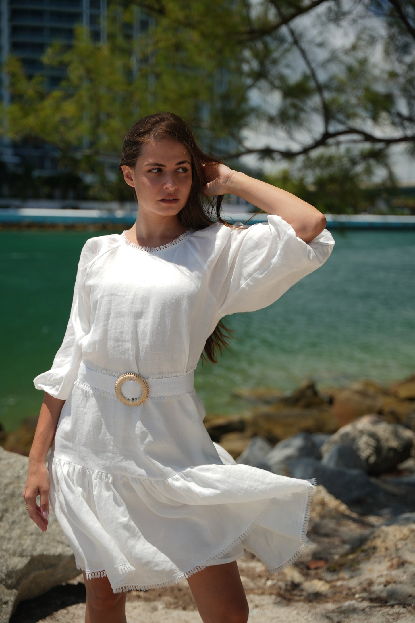 Ramie belted dress