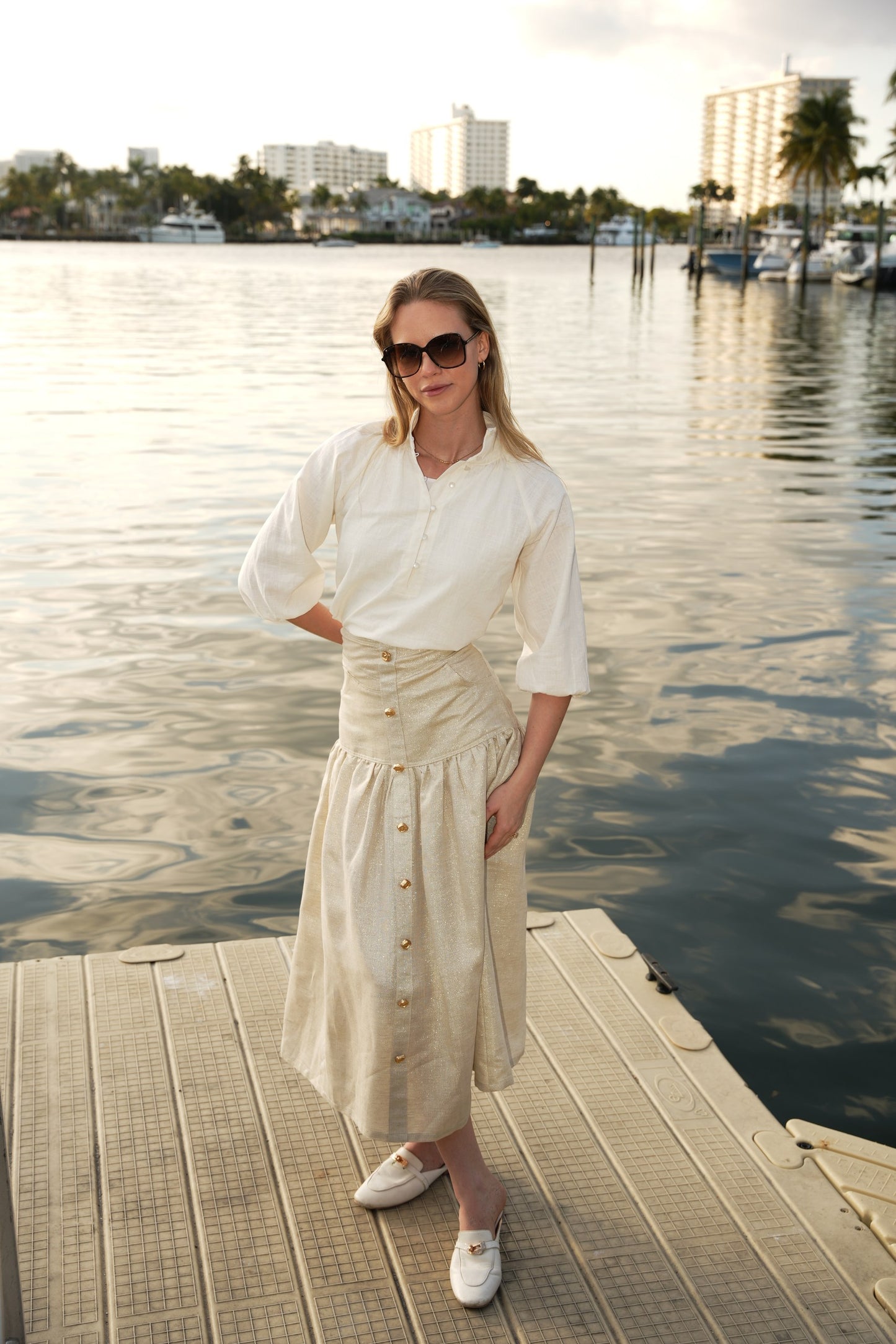 Shiny Linen Maxi Skirt