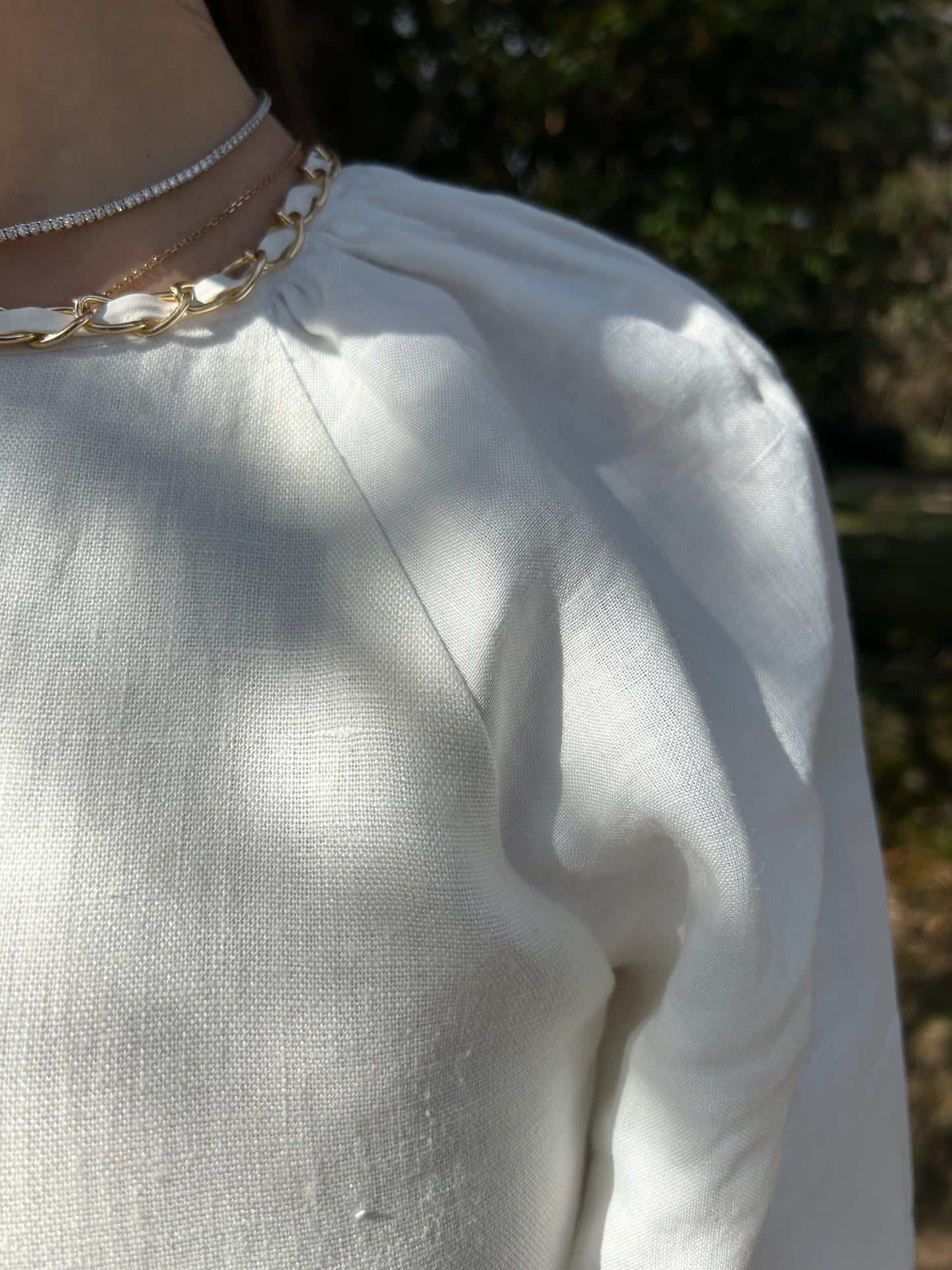 Chain White Linen Dress