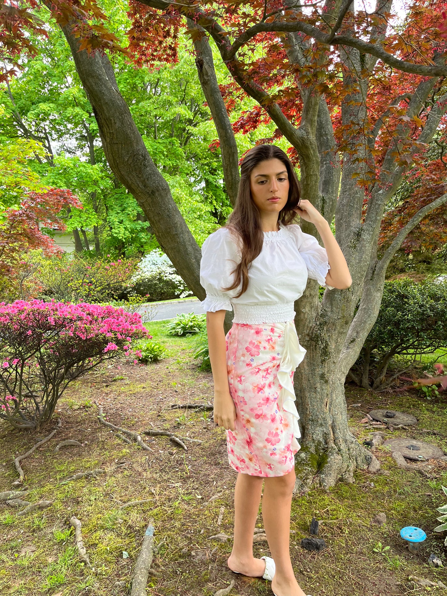 Floral Print Ruffle Skirt