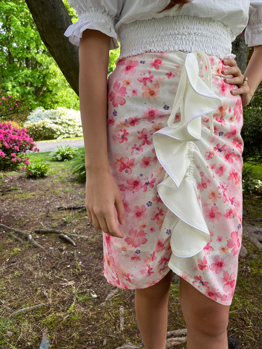 Floral Print Ruffle Skirt