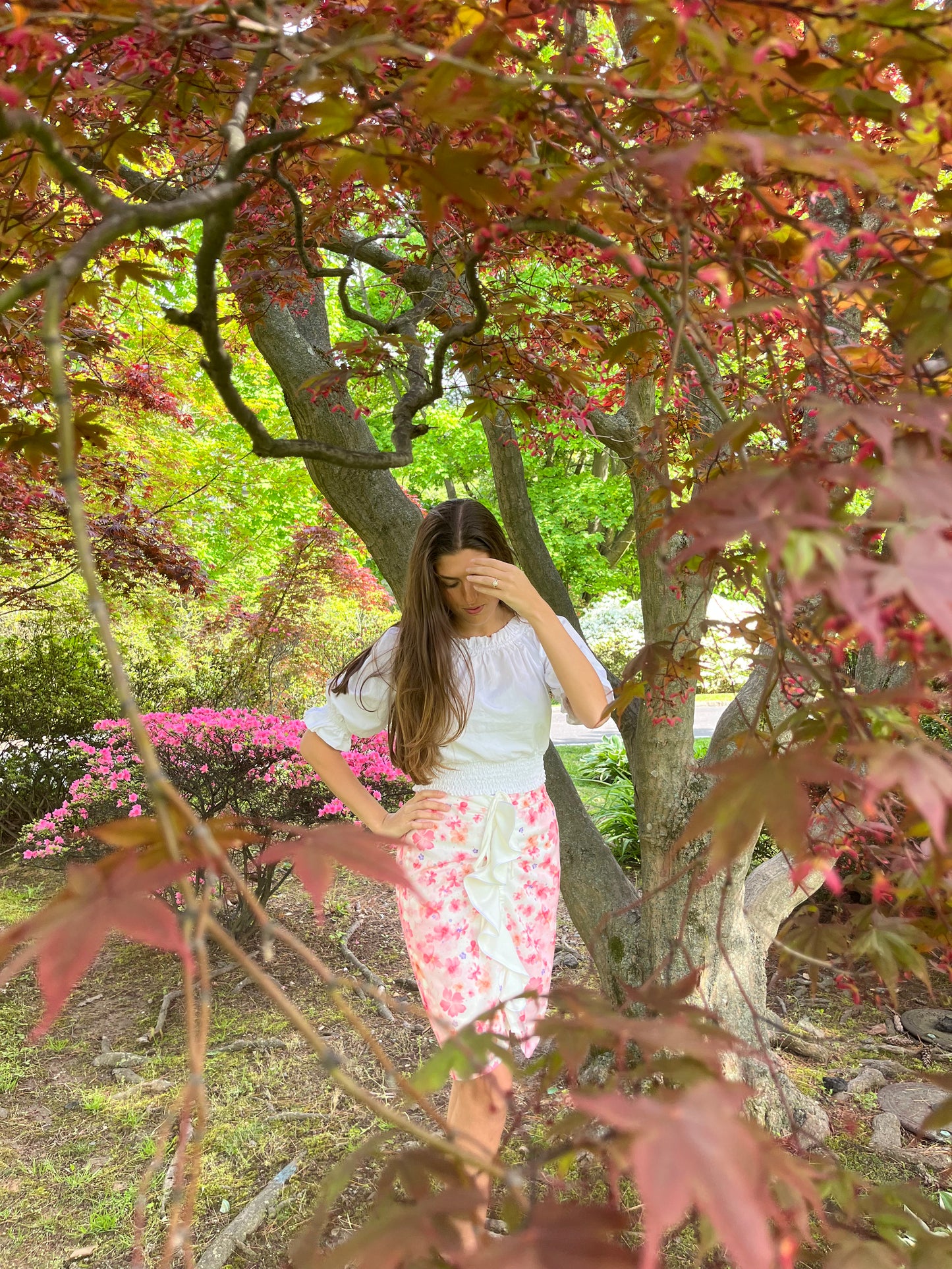 Floral Print Ruffle Skirt