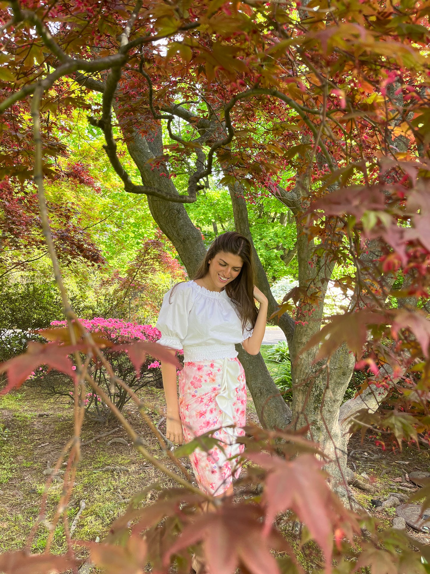 Floral Print Ruffle Skirt