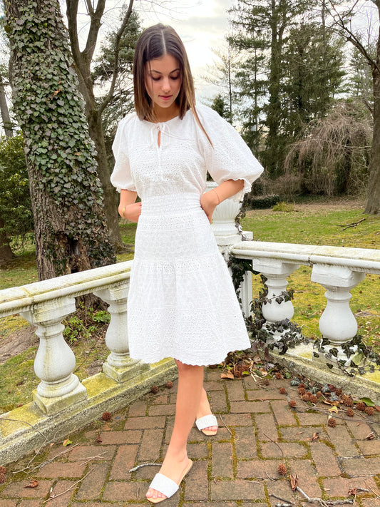 White Eyelet Midi Dress