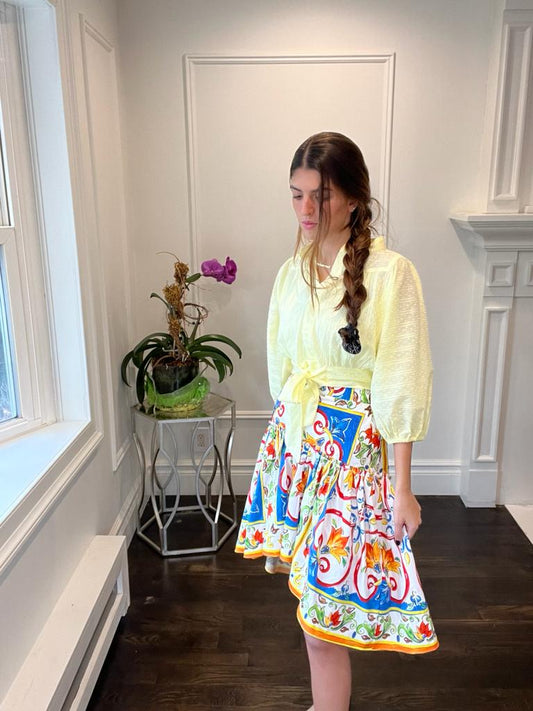 Yellow Majolica Printed Skirt