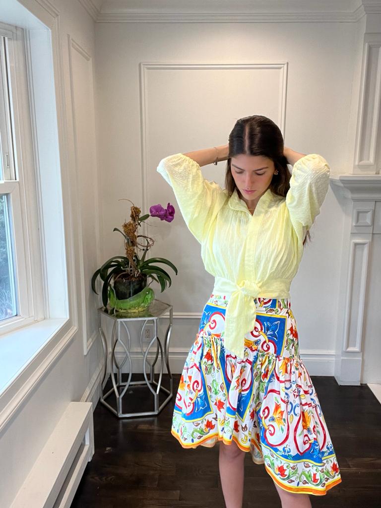 Yellow Majolica Printed Skirt