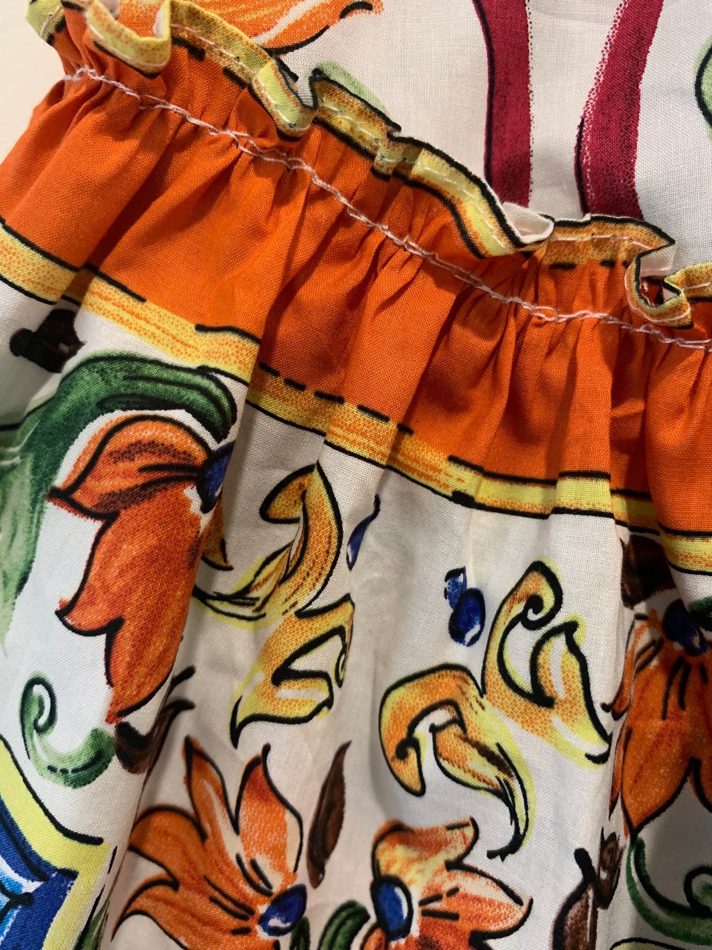 Orange/White Print Skirt